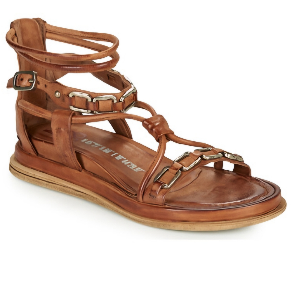 Airstep / A.S.98 Orange Leather Lace-Up Back-Zip Sandals - Picture 8 of 11